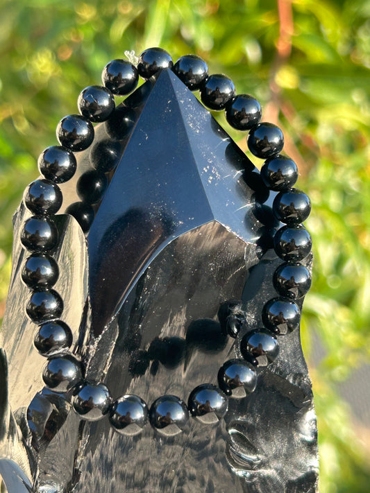 Solid Black Onyx  " Protection " Bracelet