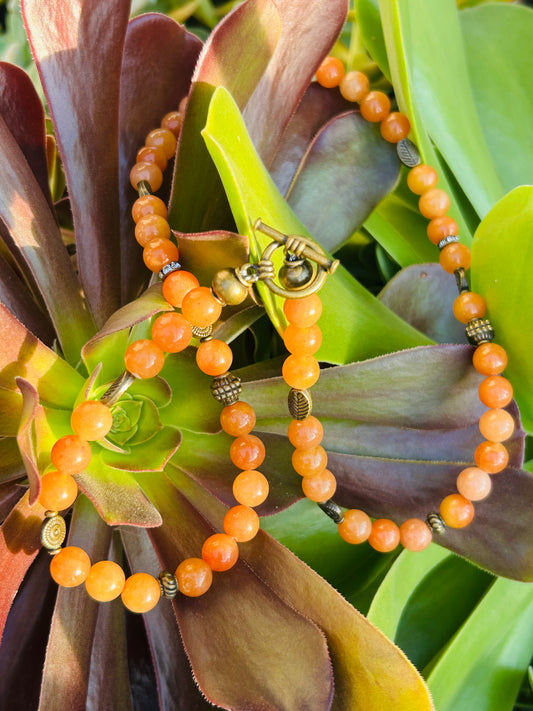 Orange Aventurine "Prosperity" Toggle Clasp Necklace