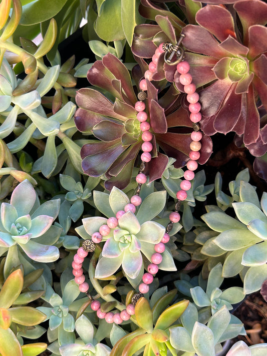 Pink Jasper Toggle Clasp Necklace